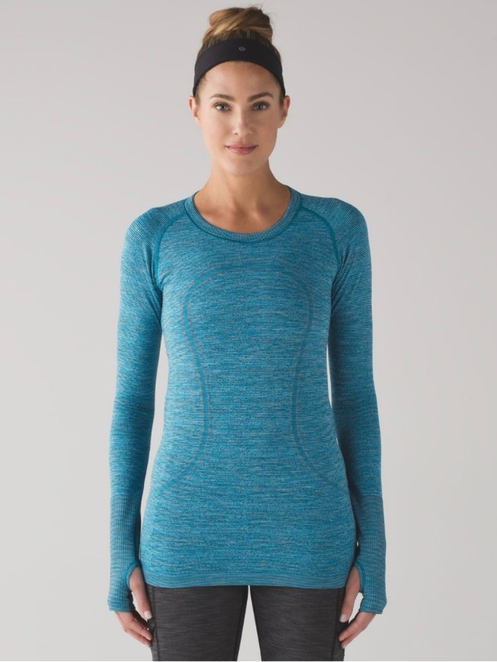 Lululemon Swiftly Tech Long Sleeve Crew Indian Ocean Blue / Black Sz 10
